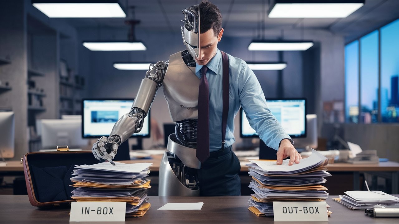 RoboMark Empties his briefcase