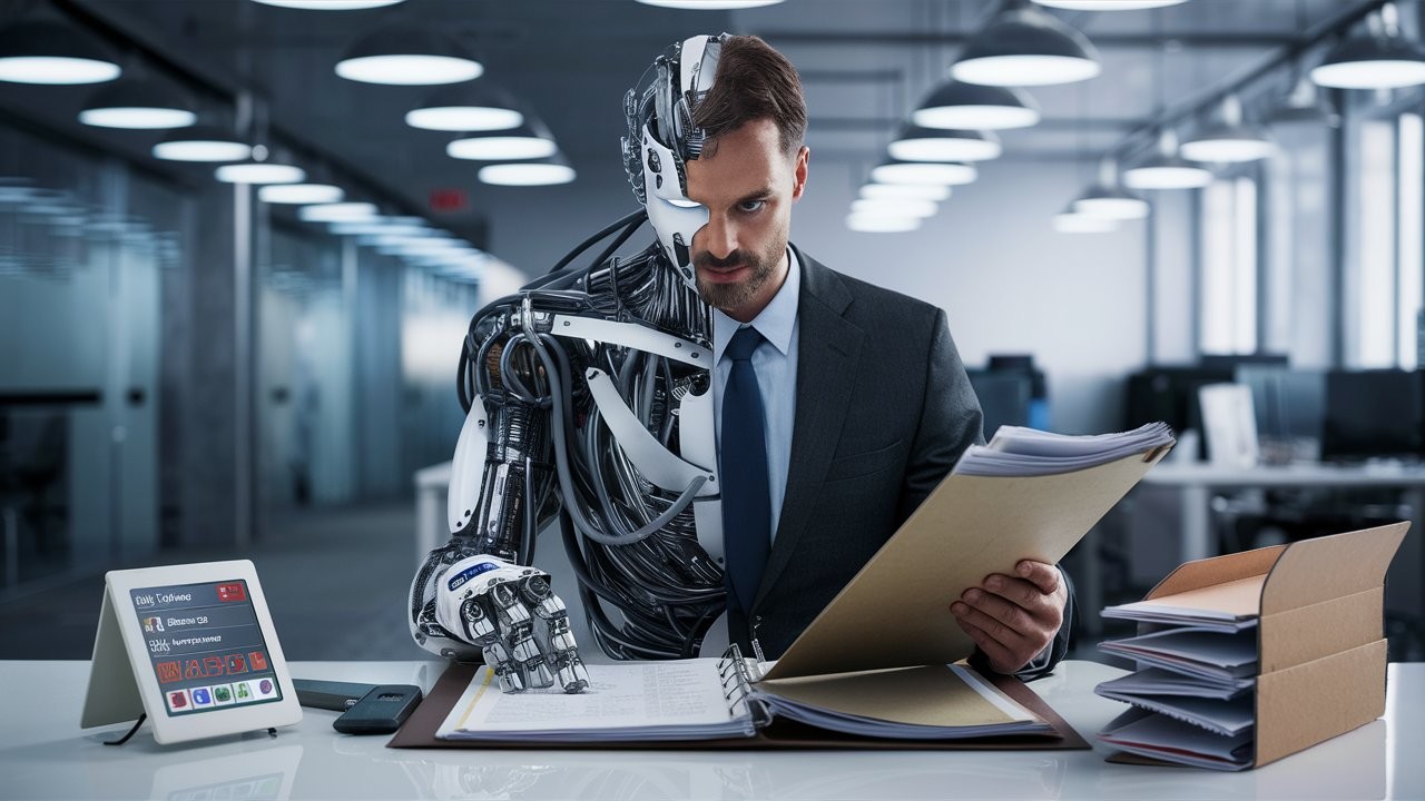 RoboMark Standing in front of Desk