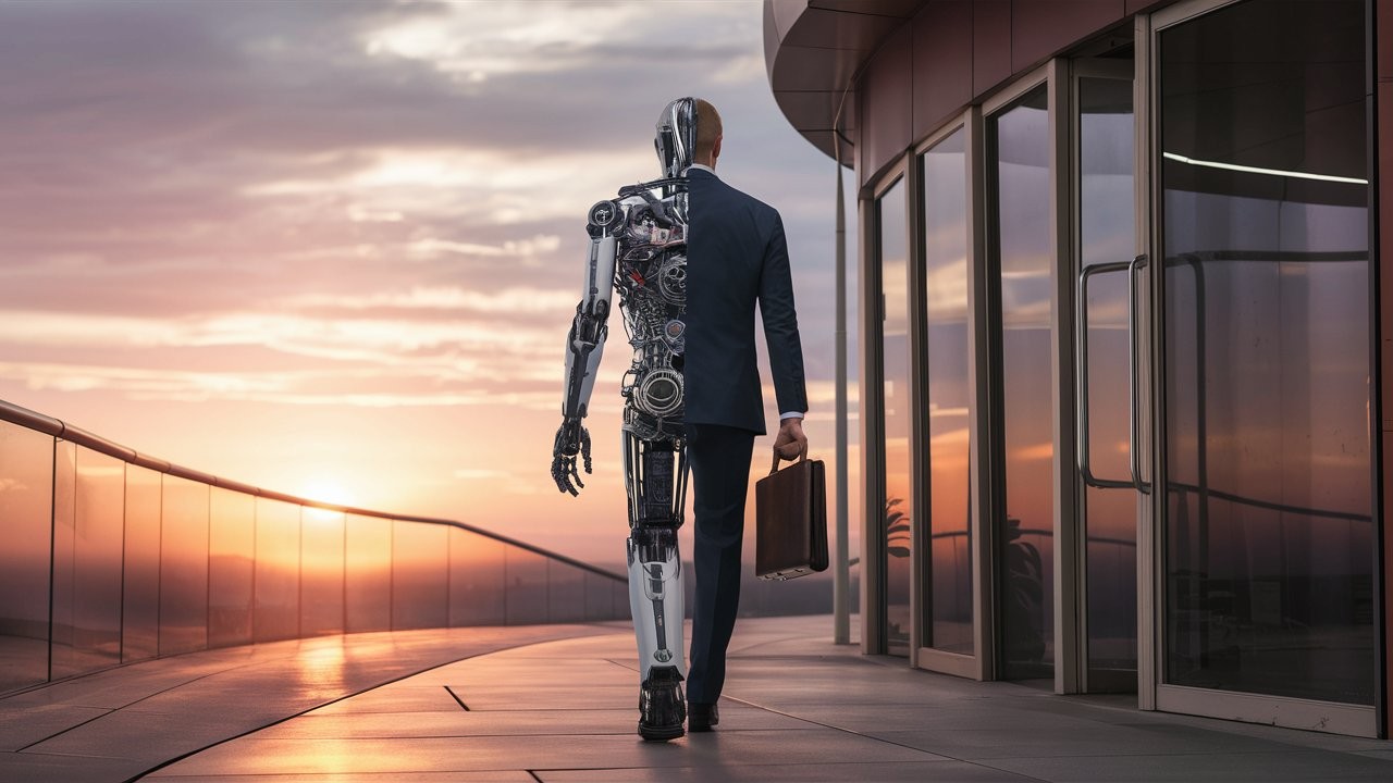 RoboMark walks off into the sunse